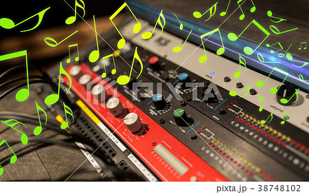 close up of music mixing console 38748102