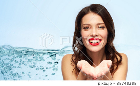 beautiful smiling young woman with red lipstick beautiful smiling young woman with red lipstick 38748288