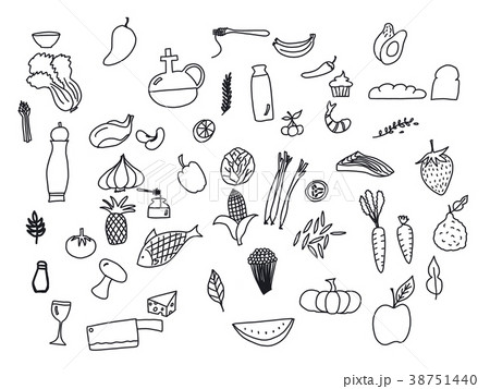 hand drawn doodle healthy food icons set. hand drawn doodle healthy food icons set. 38751440