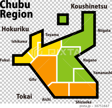 マップ-簡略図-中部地方 マップ-簡略図-中部地方 38751687