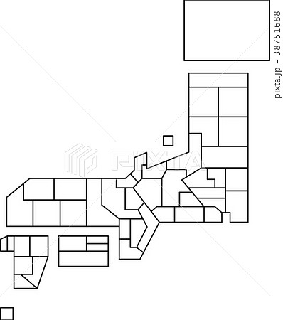 日本地図 県境の簡略図 草花や暮らしの手描きイラストやデザイン素材 ほっこりデザイン