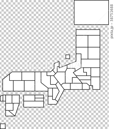 日本地圖-都道府縣邊界簡化地圖 日本地圖-都道府縣邊界簡化地圖 38751688