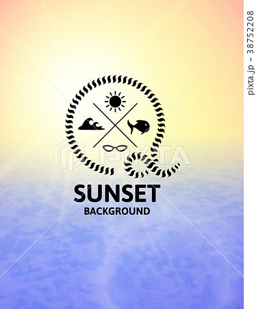 Yellow sunset with blue water sea surface 38752208