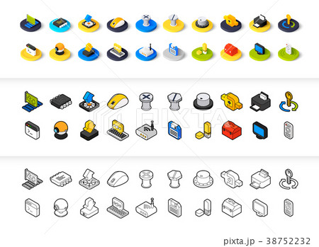 Set of icons in different style - isometric flat 38752232