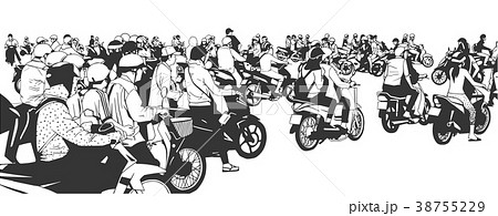 Vector illustration of rush hour traffic in asia Vector illustration of rush hour traffic in asia 38755229