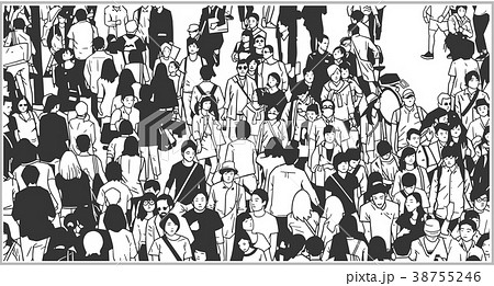 Illustration of large crowd in balck and white 38755246