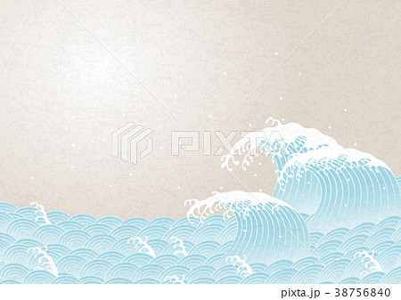 淡い色の波　和風文様 38756840