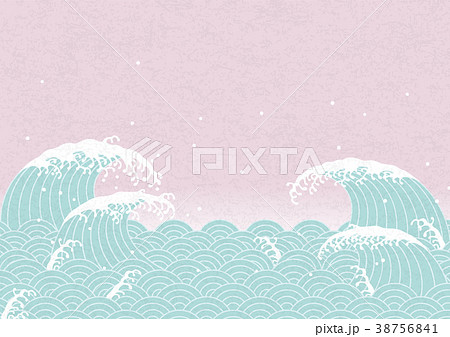 淡い色の波　和風文様 38756841