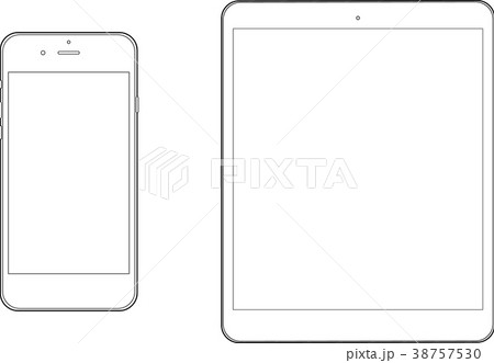 スマートフォンとタブレットpcのモックアップ セットのイラスト素材