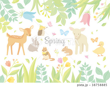 春の動物イラストのイラスト素材
