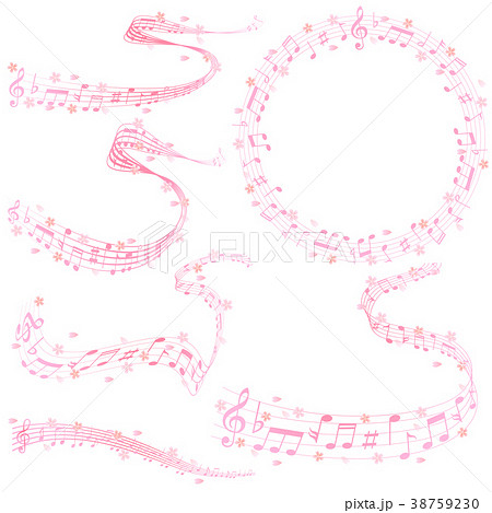 音符 楽譜 桜 アイコンのイラスト素材