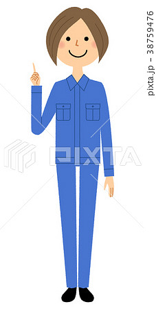 作業服の女性 指をさす 作業服の女性 指をさす 38759476