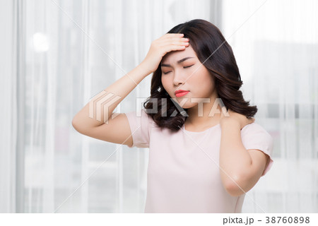 Beautiful young female feeling sick 38760898