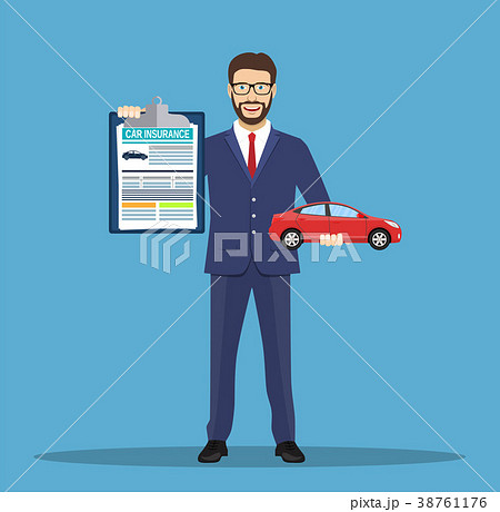 Man shows car insurance. Man shows car insurance. 38761176