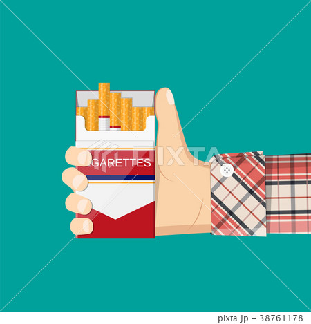 Open pack of cigarettes in hand man. Open pack of cigarettes in hand man. 38761178