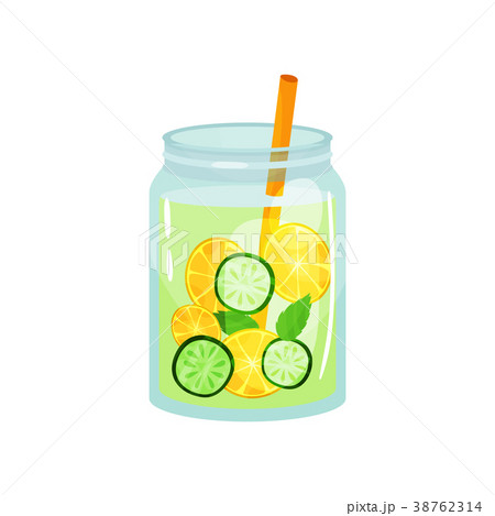 Refreshing cocktail with green mint leaves, slices 38762314