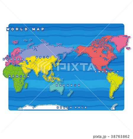セカイ地図 地域色分け 英語 のイラスト素材