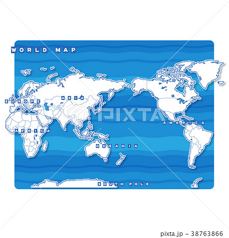 セカイ地図 白地図 英語 のイラスト素材