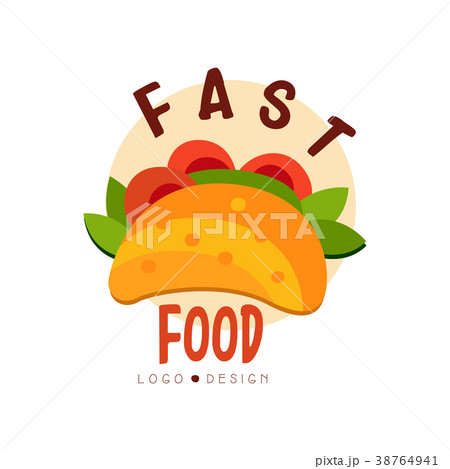 Fast food logo design, badge with tacos sign 38764941