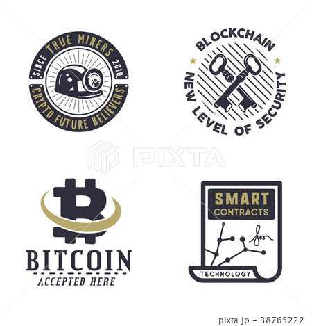 Blockchain, bitcoin, crypto currencies emblems and 38765222