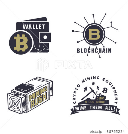 Blockchain, bitcoin, crypto currencies emblems and Blockchain, bitcoin, crypto currencies emblems and 38765224