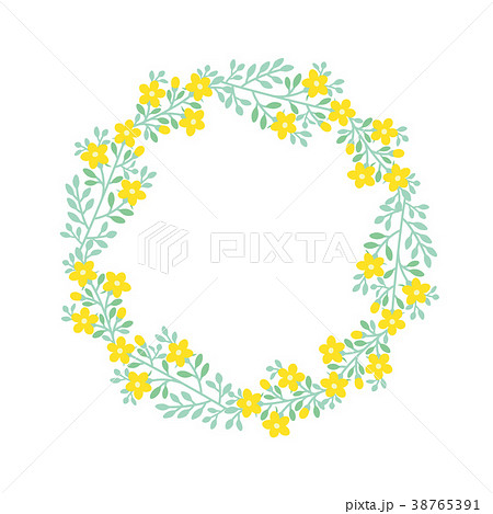 黄色い花のリース フレームのイラスト素材