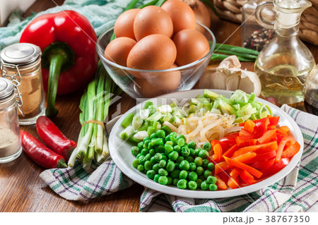 Ingredients ready for preparing egg fu yung 38767350