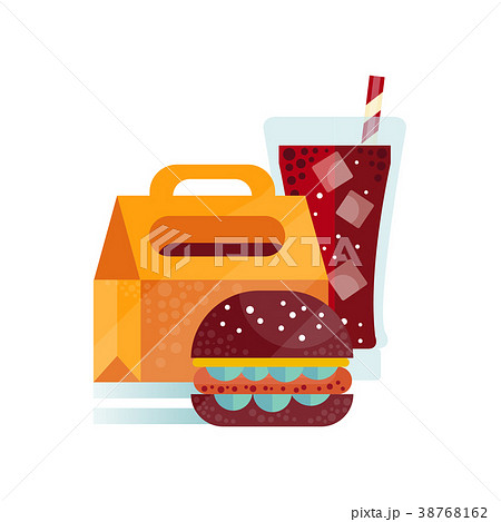 Lunch bag with burger and soda drink, healthy food 38768162