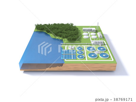 Wastewater treatment plant concept. 38769171