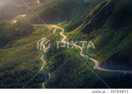 The road between mountains in Sa Pa, Vietnam. 38769855