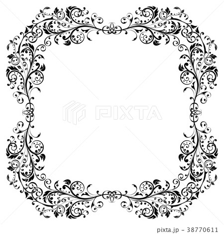 Floral decorative frame. Black ornament 38770611
