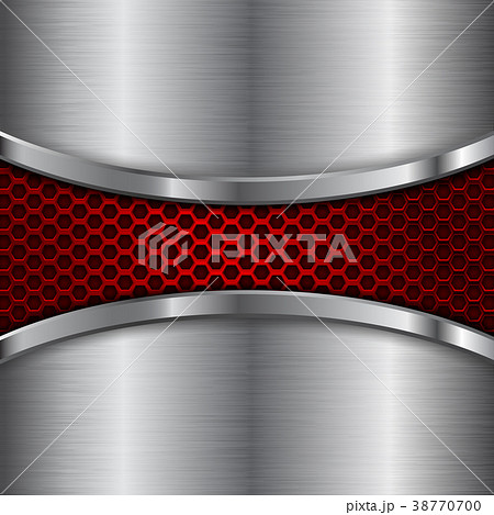 Metal brushed background with red perforated 38770700