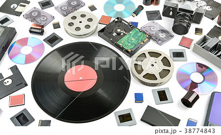 New and old storage medium on white background. New and old storage medium on white background. 38774843