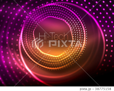 Magic neon circle shape abstract background, shiny 38775158
