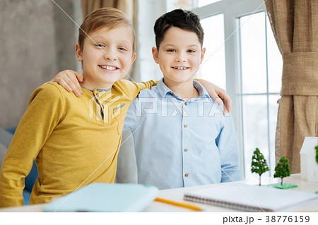 Happy boys posing after working on common ecology Happy boys posing after working on common ecology 38776159