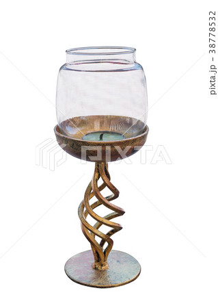 Old metal brass candlestick isolated. Old metal brass candlestick isolated. 38778532