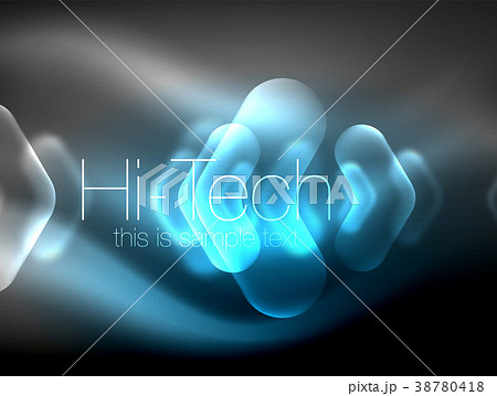 Blurred arrows in dark space. Neon pointers, glass 38780418