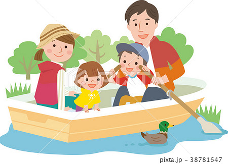 ボート遊び家族のイラスト素材