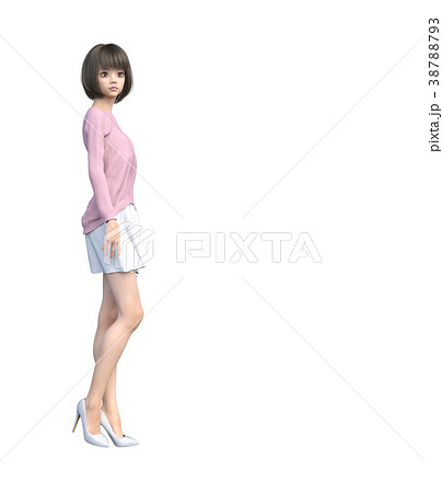 女性ファッション ニットセーターの女性 perming3DCGイラスト素材 女性ファッション ニットセーターの女性 perming3DCGイラスト素材 38788793