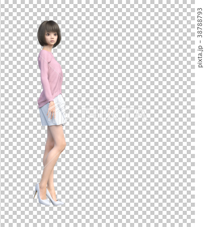 女性ファッション ニットセーターの女性 perming3DCGイラスト素材 女性ファッション ニットセーターの女性 perming3DCGイラスト素材 38788793