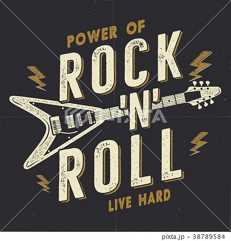 Vintage Hand Drawn Rock N Roll Poster Rock Musicのイラスト素材