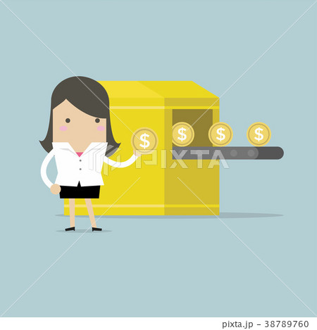 Businesswoman with Money making machine. - Stock Illustration [38789760] -  PIXTA