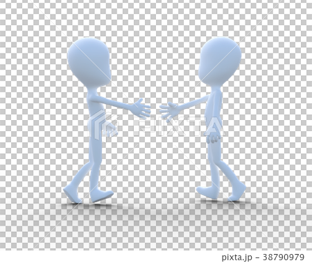 Two people perming3DCG to shake hands illustration material 38790979