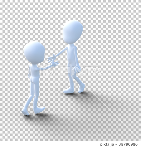 Two people perming3DCG to shake hands illustration material 38790980