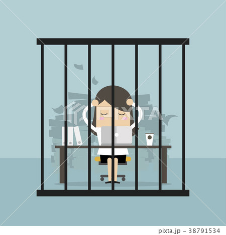 Businesswoman working in the prison. Businesswoman working in the prison. 38791534