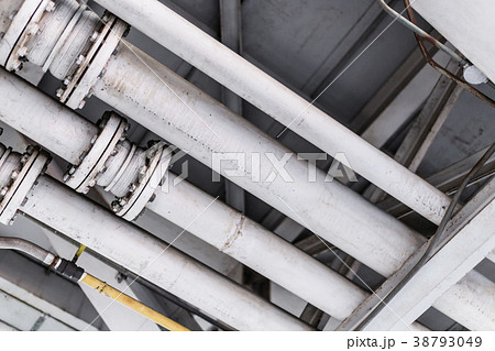 metal pipeline under concrete ceiling  38793049