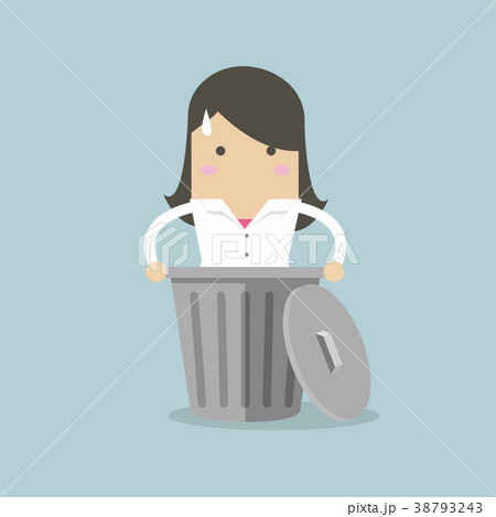 Businesswoman dropped into trash. Businesswoman dropped into trash. 38793243