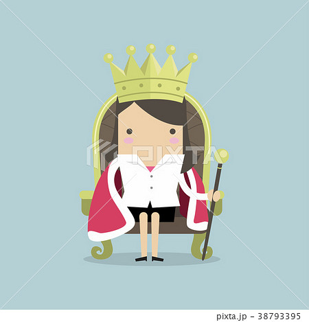 Businesswoman sitting on the throne with the crown Businesswoman sitting on the throne with the crown 38793395