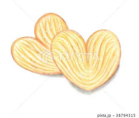 アナログ画　ハート型のパイ　手描き 38794315