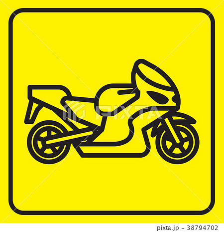 Yellow road sign. Motobike logo on road sign Yellow road sign. Motobike logo on road sign 38794702